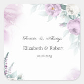 Waterverf Paarse Rozen Vierkante Sticker (Voorkant)