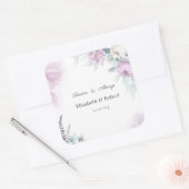 Waterverf Paarse Rozen Vierkante Sticker (Envelop)