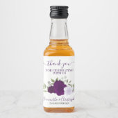 Waterverf Paarse Rozen Weddenschap Hartelijk dank Likeurfles Etiket (Voorkant)
