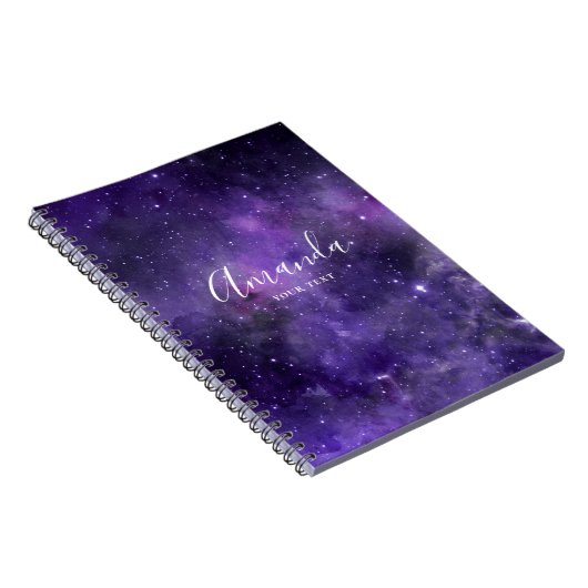 Waterverf paarse ruimte. Moderne sterrenstelsels Notitieboek (Rechterzijde)