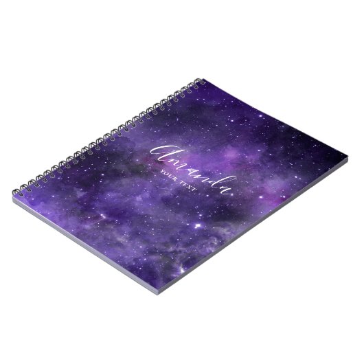 Waterverf paarse ruimte. Moderne sterrenstelsels Notitieboek (Linkerzijde)