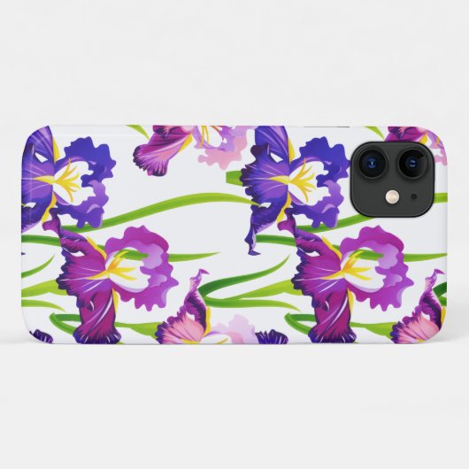 Waterverf Paarse Rustic Meadow Iris Flowers Case-Mate iPhone Case (Achterkant (horizontaal))