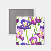 Waterverf Paarse Rustic Meadow Iris Flowers Magneet (Voorkant / Achterkant)
