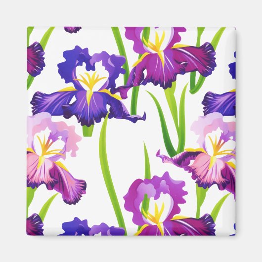 Waterverf Paarse Rustic Meadow Iris Flowers Magneet (Voorkant)