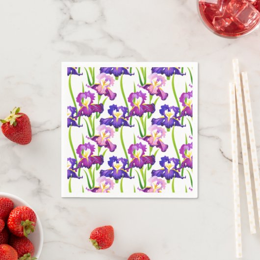 Waterverf Paarse Rustic Meadow Iris Flowers Servet (Insitu)