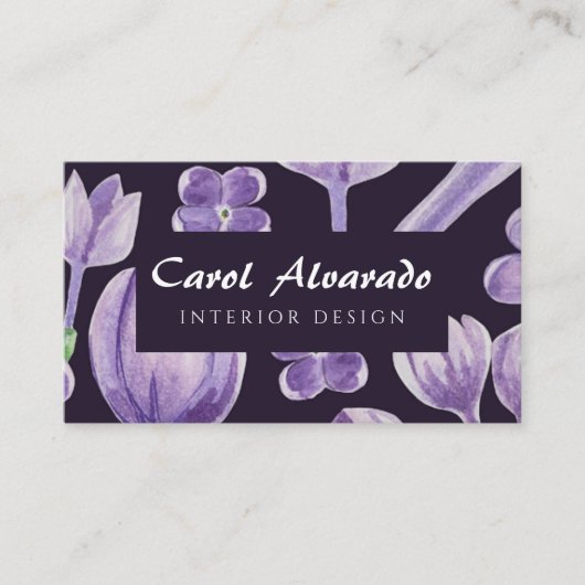 Waterverf Paarse rustieke Lila Visitekaartje (Voorkant)
