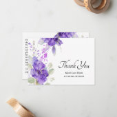 Waterverf Paarse rustieke Vrijgezellenfeest dank u Notitiekaartje (Voorkant / Achterkant in situ)