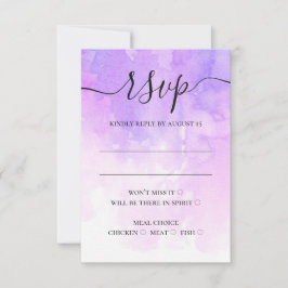 Waterverf paarse seringen script kalligrafie bruil RSVP kaartje