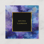 Waterverf paarse Splash Black Gold Professional Vierkante Visitekaartje (Voorkant)