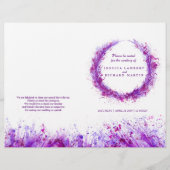 Waterverf paarse splash met het bruiloft programma (Voorkant)
