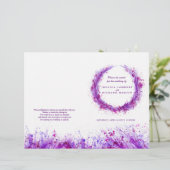 Waterverf paarse splash met het bruiloft programma (Staand voorkant)