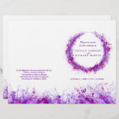 Waterverf paarse splash met het bruiloft programma (Voorkant / Achterkant)