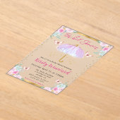 Waterverf Paarse Spring Umbrella Vrijgezellenfeest Acryl Uitnodigingen (Laagn)