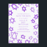 Waterverf Paarse Star van David Bar Bat Mitzvah Aankondigingskaart<br><div class="desc">Perfecte kaart om de aankomende datum van een bat mitswa, bar mitswa of andere Joodse viering aan te kondigen! Handgemaakte waterverf kunst voor u aan de voor- en achterkant! VOLLEDIG ! Klik hierboven op "Personaliseren" om de tekst te bewerken. Klik op "bewerken met het ontwerpgereedschap" om de lettertypen, kleuren en...</div>