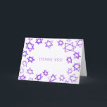Waterverf Paarse Star van David Bar Bat Mitzvah Bedankkaart<br><div class="desc">Perfect plezier DANK U kaart te sturen na een vleermuis mitswa, bar mitswa of andere joodse viering! Hand gemaakte waterverf kunst voor u op de voorkant en blanco binnen! VOLLEDIG ! Klik op "Personaliseren" hierboven om de tekst te bewerken. Klik op "bewerken met behulp van design tool" om de lettertypen,...</div>