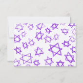 Waterverf Paarse Star van David Bar Bat Mitzvah RSVP Kaartje (Achterkant)