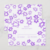 Waterverf Paarse Star van David Bar Bat Mitzvah RSVP Kaartje (Voorkant / Achterkant)