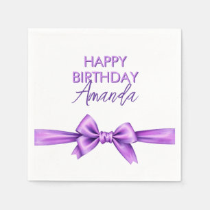 Waterverf Paarse strik Coquette Sweet 16 Verjaarda Servet