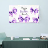 Waterverf Paarse strik Sweet 16 Verjaardag Spandoek (Beurs)