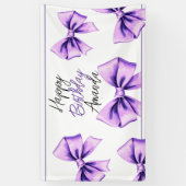 Waterverf Paarse strik Sweet 16 Verjaardag Spandoek (Verticaal)