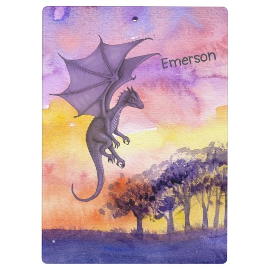 Waterverf Paarse trekdraak Klembord (Achterkant)