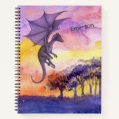 Waterverf Paarse trekdraak Notitieboek (Voorkant)