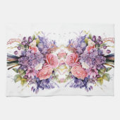 Waterverf Paarse Tuin Bloemboeket Bloemen Theedoek (Horizontaal)