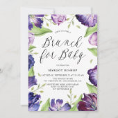 Waterverf Paarse Tulips Lijst Baby shower Brunch Kaart (Voorkant)