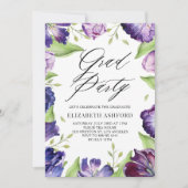 Waterverf Paarse Tulpen Floral Lijst Afstuderen Kaart (Voorkant)