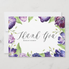 Waterverf Paarse Tulpen Floral Lijst Weddenschap Bedankkaart