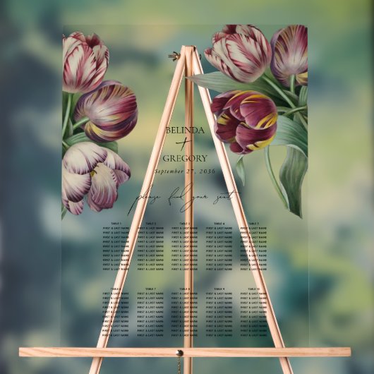 Waterverf Paarse Tulpen Trouwstoel Grafiek Acryl Bord (Neutraal)