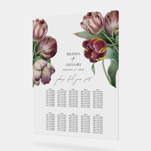 Waterverf Paarse Tulpen Trouwstoel Grafiek Acryl Bord (Hoek)