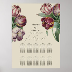 Waterverf Paarse Tulpen Trouwstoel Grafiek Poster