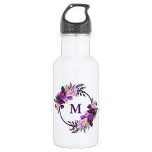 Waterverf Paarse Ultra Violet Floral Monogram