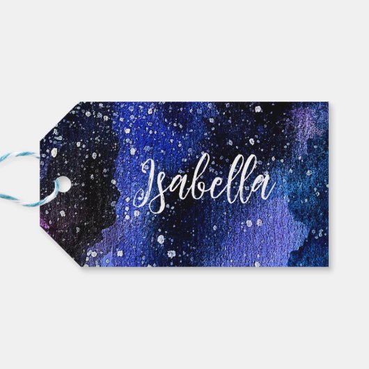 Waterverf Paarse Universum Cadeaulabel (Achterkant Horizontaal)