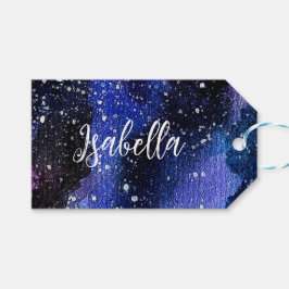 Waterverf Paarse Universum Cadeaulabel