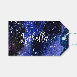 Waterverf Paarse Universum Cadeaulabel