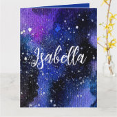 Waterverf Paarse Universum Kaart (Gele Bloem)