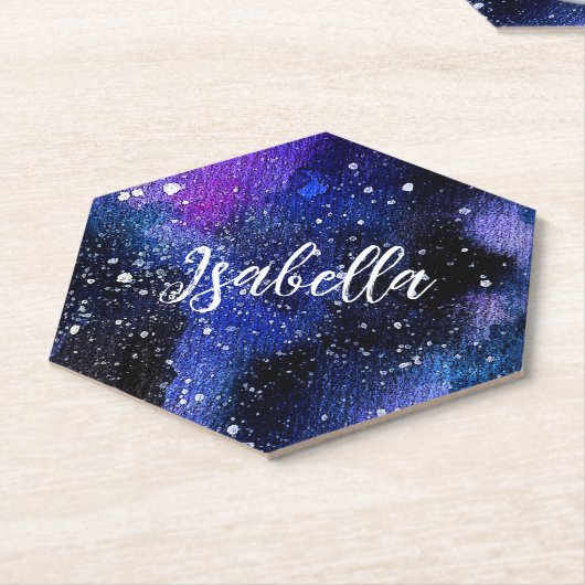 Waterverf Paarse Universum Kartonnen Onderzetters (Schuin)