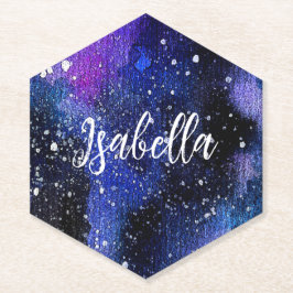 Waterverf Paarse Universum Kartonnen Onderzetters