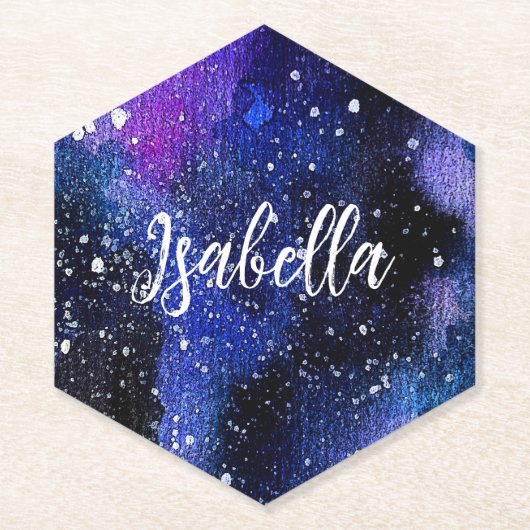 Waterverf Paarse Universum Kartonnen Onderzetters (Voorkant)