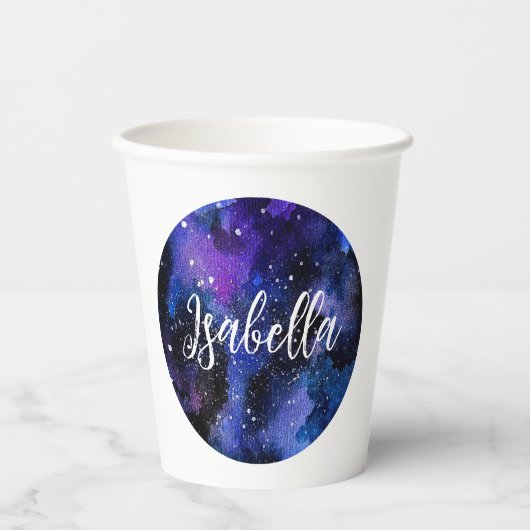 Waterverf Paarse Universum Papieren Bekers (Voorkant)