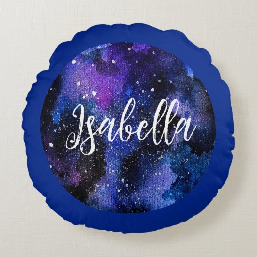 Waterverf Paarse Universum Rond Kussen (Voorkant)