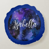 Waterverf Paarse Universum Rond Kussen (Achterkant)