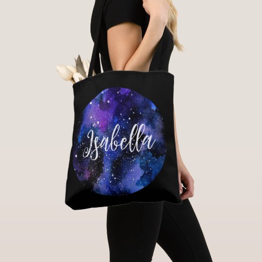 Waterverf Paarse Universum Tote Bag (Dichtbij)