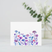 Waterverf Paarse veldbloemen Briefkaart (Staand voorkant)
