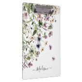 Waterverf Paarse Veldbloemen met Monogram Klembord (Rechts)