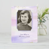 waterverf paarse verjaardagsfeestje foto lijst kaart (Staand voorkant)