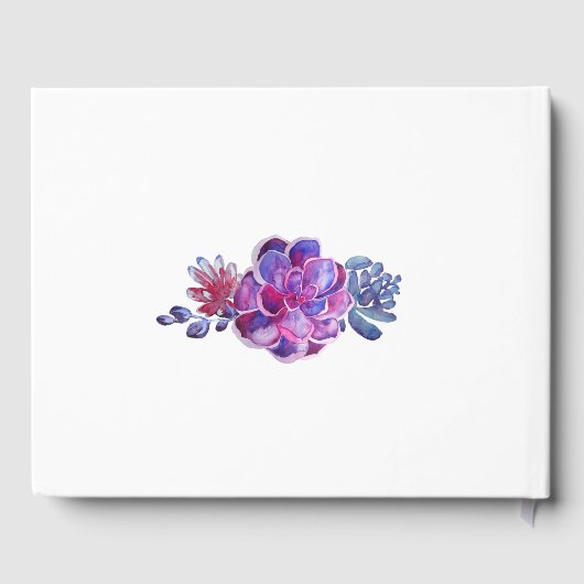 Waterverf Paarse vetplanten Modern Vrijgezellenfee Gastenboek (Achterkant)