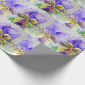 Waterverf Paarse Viola Pansy bloemen Cadeaupapier (Hoek)